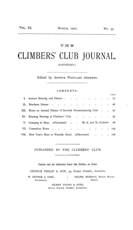 Climbers' Club 1907 Vol.9 No.35 Journal cover